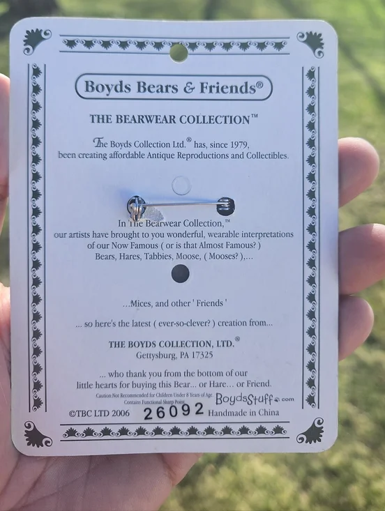 Boyds Bears Bearwear Angel Bear JOY Brooch #26092 Burgundy, Cream & Brown 2.25" - Picture 2 of 2